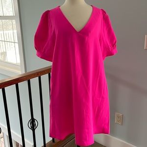 Hot pink v neck dress
